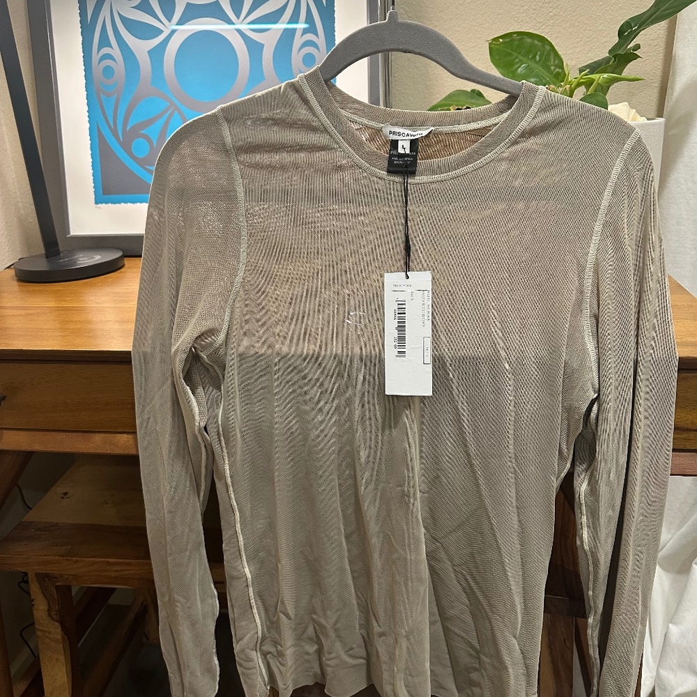 Priscavera Beige Mesh Top